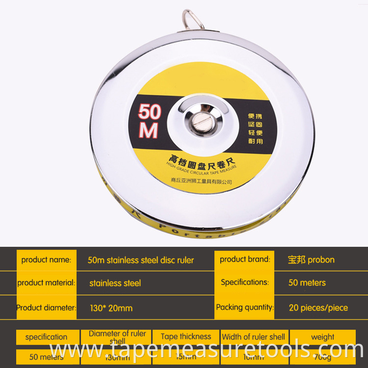 20m 30m 50m Stainless steel disc steel tape measure heavy duty long tape measure